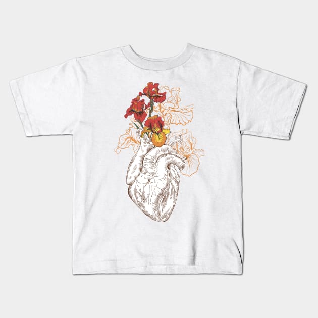 heart with flowers Kids T-Shirt by Olga Berlet